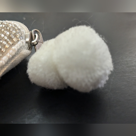 Francesca's Glass Beaded Pouch Clutch Bag Purse Gold Heart Leopard Cougar Spots - Picture 3 of 7